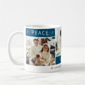 Peace Joy Liebe Aquamarin 3 Foto Collage Script Ho Kaffeetasse (Links)