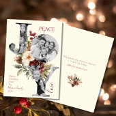 Peace Joy Liebe Beige Blumenweihnachtsfest Runder Aufkleber