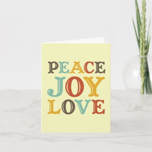 PEACE JOY LIEBE Blockbrief Firmenlogo Feiertagskarte (Vorderseite)