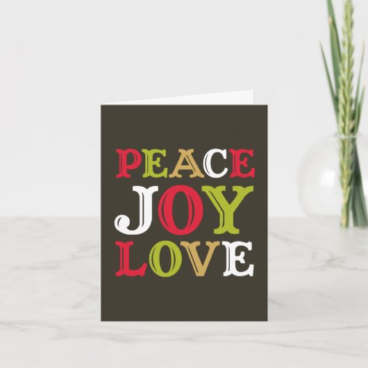 PEACE JOY LIEBE Blockbrief Firmenlogo Feiertagskarte (Vorderseite)