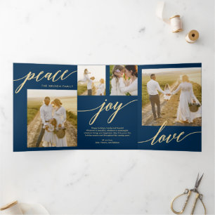 Peace Joy Liebe EDITABLE COLOR Trifold Holiday Car Dreifach Gefaltete Einladung