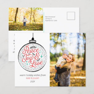 Peace, Joy & Liebe Foto Feiertagspostkarte