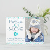 Peace Joy Liebe Foto Snowflake Weihnachten Moderne (Stehend Vorderseite)