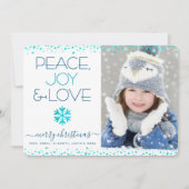 Peace Joy Liebe Foto Snowflake Weihnachten Moderne (Vorderseite)