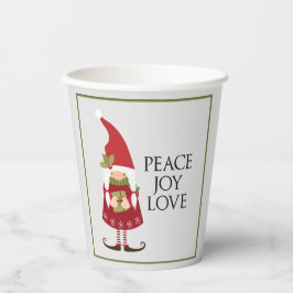 Peace Joy Liebe Girl Gnome Holiday Pappbecher