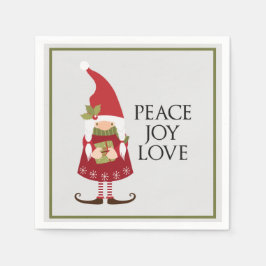 Peace Joy Liebe Girl Gnome Holiday Serviette
