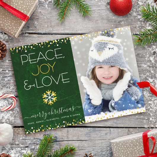 Peace Joy Liebe Green Foto Weihnachten Schneeflock