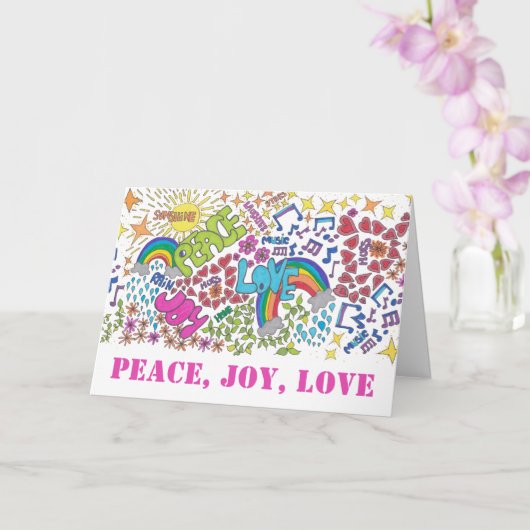 Peace Joy Liebe Hippy Art mit Ihren Worten Karte (Orchidee)