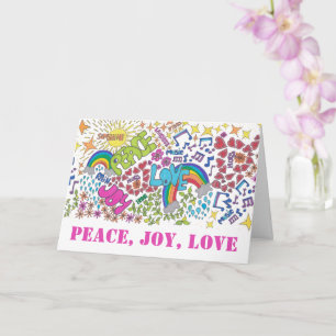 Peace Joy Liebe Hippy Art mit Ihren Worten Karte