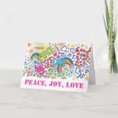 Peace Joy Liebe Hippy Art mit Ihren Worten Karte (Vorderseite)