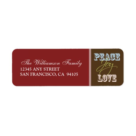 Peace-Joy-Liebe Holiday Address Labels (rot) (Vorne)