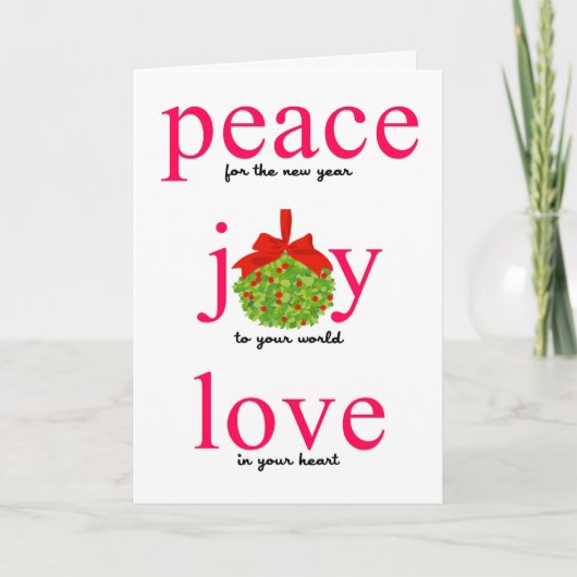Peace Joy Liebe Holiday Card Karte (Vorderseite)