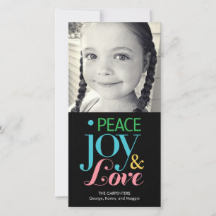Peace Joy & Liebe Holiday Foto Card Feiertagskarte
