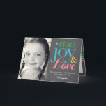 Peace Joy & Liebe Holiday Foto Card Feiertagskarte<br><div class="desc">Feiern Sie die Saison mit dieser modernen und stilvollen Urlaubskarte aus Berry Berry Sweet.</div>
