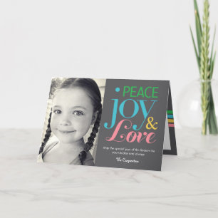 Peace Joy & Liebe Holiday Foto Card Feiertagskarte