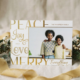 Peace Joy Liebe Merry Alles Art Border Foto Folien Feiertagskarte
