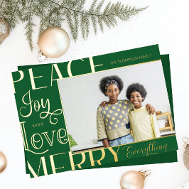 Peace Joy Liebe Merry Alles Art Border Foto Folien Feiertagskarte