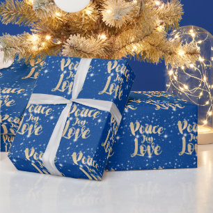 Peace Joy Liebe mit Stars Geschenkpapier