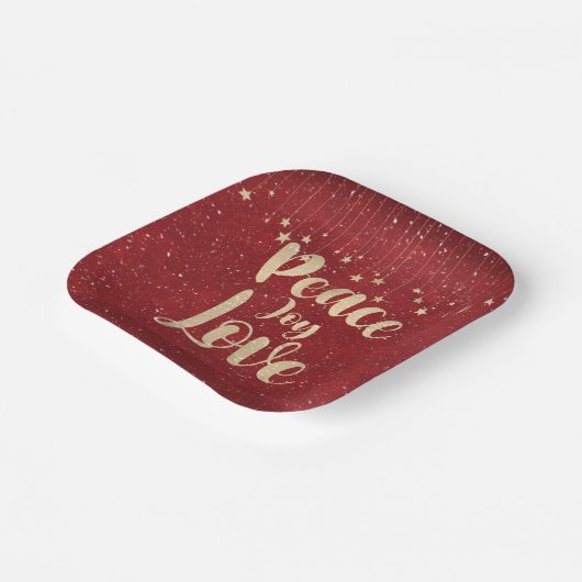 Peace Joy Liebe mit Stars Pappteller (Gewinkelt)