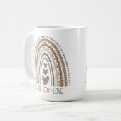 Peace Joy Liebe Neuronaler Regenbogen Inspirivity Kaffeetasse (Vorderseite Links)