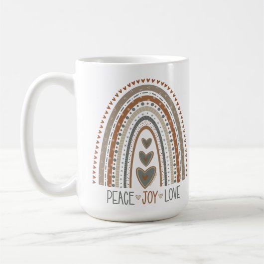 Peace Joy Liebe Neuronaler Regenbogen Inspirivity Kaffeetasse (Links)