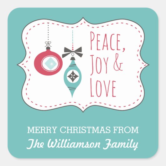 Peace Joy Liebe Personalisiert Holiday Sticker (Vorderseite)