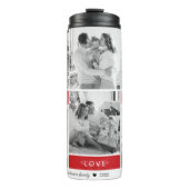 Peace Joy Liebe Red 6 Foto Collage Script Holiday Thermosbecher (Vorderseite)