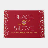 Peace Joy Liebe Red Christmas Bold Modern Snowflak Fußmatte (Vorderseite)