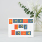 PEACE JOY LIEBE Sandpaper Letters Feiertagspostkarte (Stehend Vorderseite)