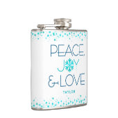 Peace Joy Liebe Türkis Holiday Snowflake Name Flachmann (Rechts)