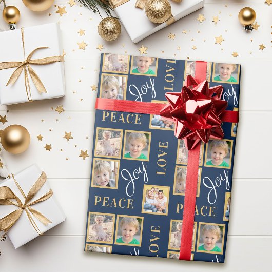 Peace Joy Liebe Typografie | 4 FOTO Geschenkpapier