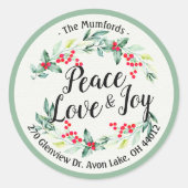 Peace Joy & Liebe Weihnachten Frohes Neues Jahr An Runder Aufkleber (Vorderseite)