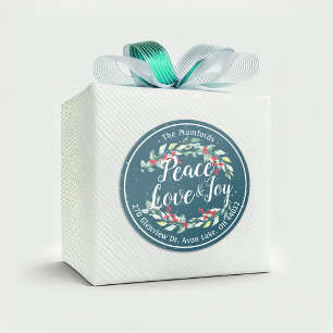 Peace Joy & Liebe Weihnachten Frohes Neues Jahr An Runder Aufkleber