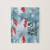 Peace Joy Liebe Weihnachten Red Berries & Snow Puzzle (Vertikal)