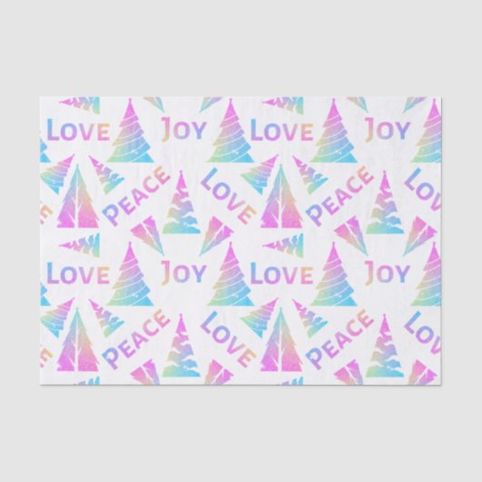 Peace Joy Liebe Weihnachtsbaum Tissue Paper Seidenpapier (Vorderseite)
