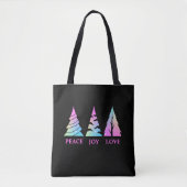 Peace Joy Liebe Weihnachtsbaumen Anpassbare Textba Tasche (Vorderseite)
