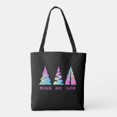 Peace Joy Liebe Weihnachtsbaumen Anpassbare Textba Tasche (Rückseite)
