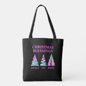 Peace Joy Liebe Weihnachtsbaumen Anpassbare Texte Tasche (Rückseite)
