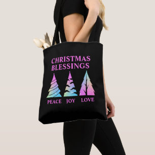 Peace Joy Liebe Weihnachtsbaumen Anpassbare Texte Tasche