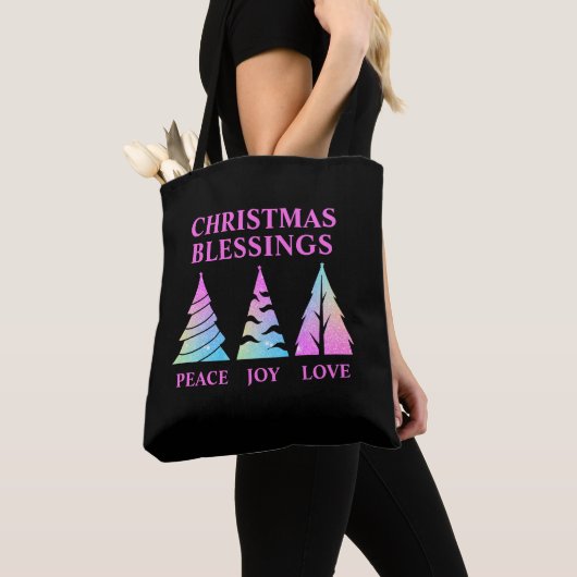 Peace Joy Liebe Weihnachtsbaumen Anpassbare Texte Tasche (Von Nahem)