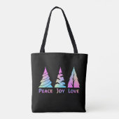 Peace Joy Liebe Weihnachtsbaumen Tasche (Rückseite)