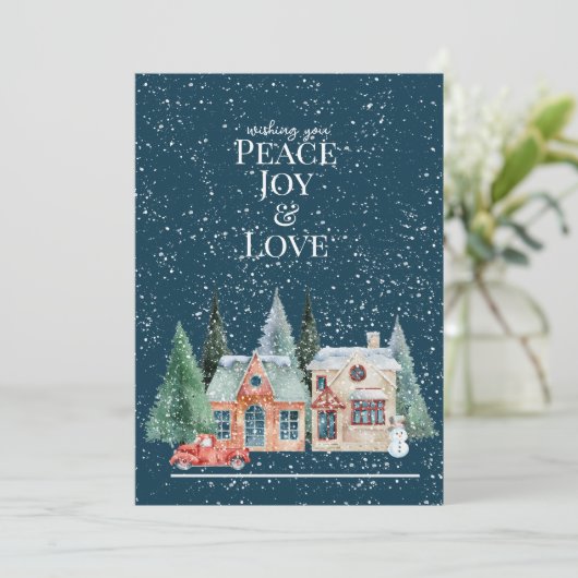 PEACE, JOY & LIEBE, Weihnachtshäuser (Stehend Vorderseite)