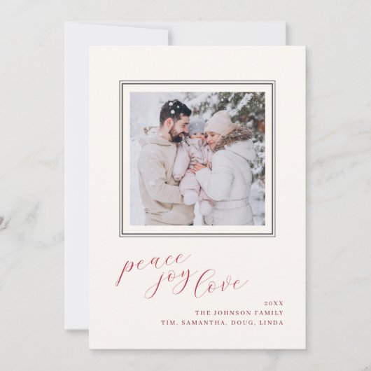 Peace Joy Liebe Weihnachtskarte Foto Image Karte (Vorderseite)