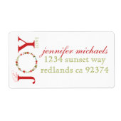 Peace Joy Liebe Wreath Christmas Address Label (Vorne)