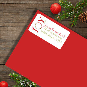 Peace Joy Liebe Wreath Christmas Address Label