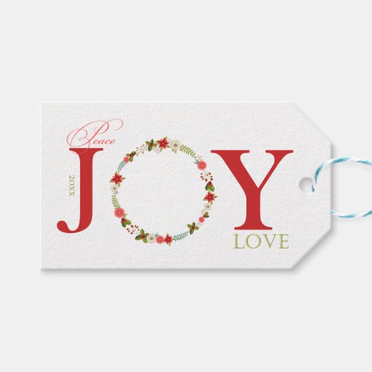 Peace Joy Liebe Wreath Geschenkanhänger (Vorderseite (Horizontal))