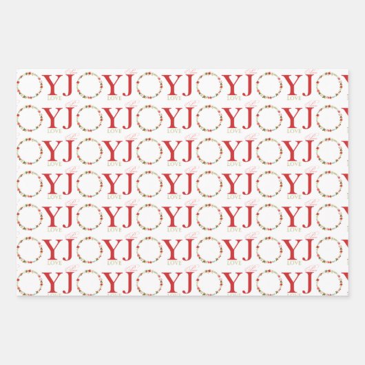 Peace Joy Liebe Wreath Geschenkpapier Set (Vorderseite)