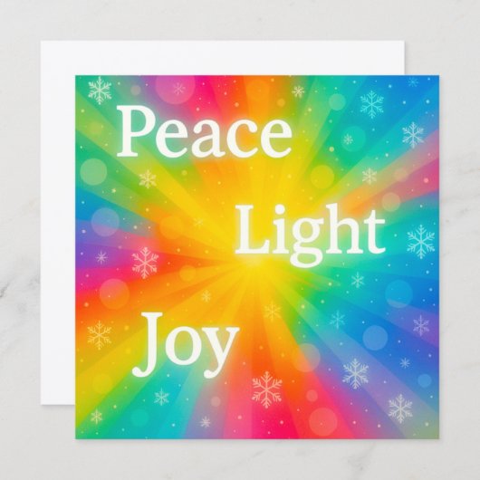 Peace Joy Light Feiertagskarte (Vorne/Hinten)