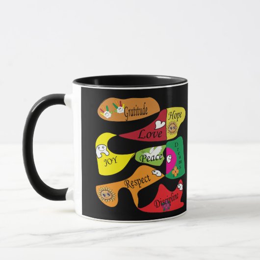 Peace Joy Love Inspirational Quote Coffee Mug Tasse (Links)