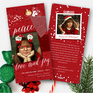 Peace & Joy Magic Snowflakes Weihnachtsfest Foto Feiertagskarte